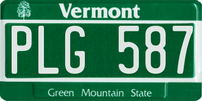 VT license plate PLG587