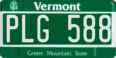 VT license plate PLG588