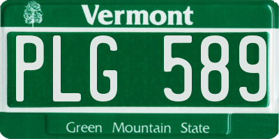 VT license plate PLG589