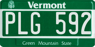 VT license plate PLG592