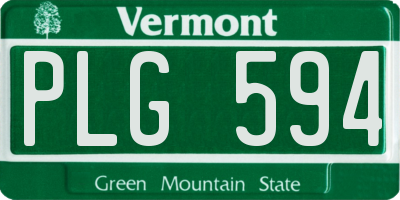 VT license plate PLG594