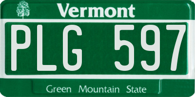 VT license plate PLG597