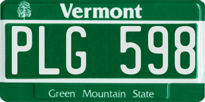 VT license plate PLG598