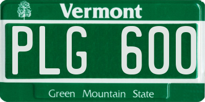 VT license plate PLG600
