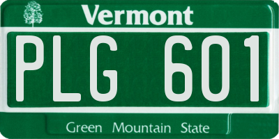 VT license plate PLG601