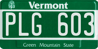 VT license plate PLG603