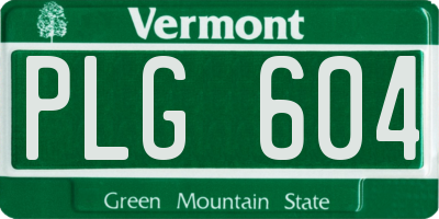 VT license plate PLG604