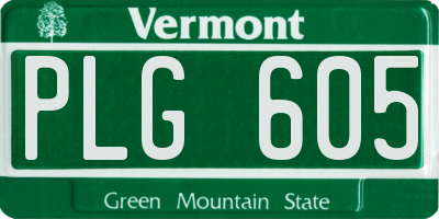 VT license plate PLG605