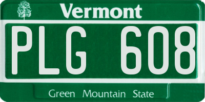 VT license plate PLG608