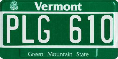 VT license plate PLG610