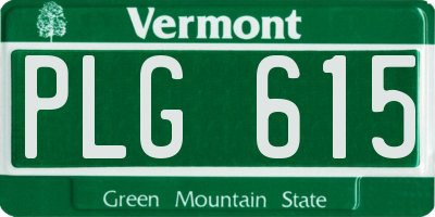 VT license plate PLG615