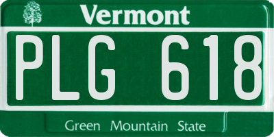 VT license plate PLG618