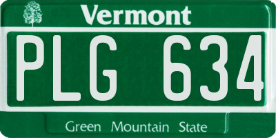 VT license plate PLG634