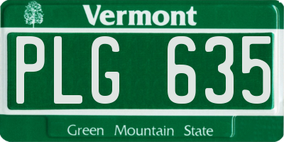 VT license plate PLG635