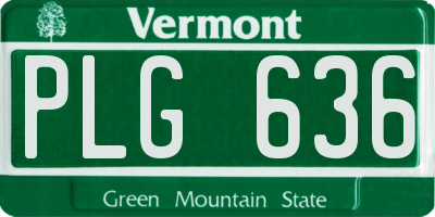 VT license plate PLG636