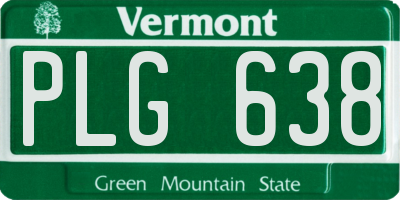 VT license plate PLG638