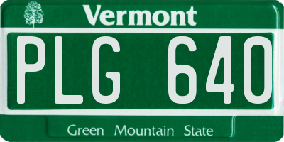 VT license plate PLG640