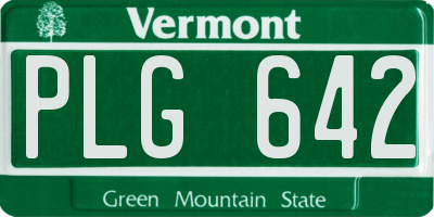 VT license plate PLG642