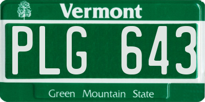 VT license plate PLG643