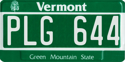 VT license plate PLG644