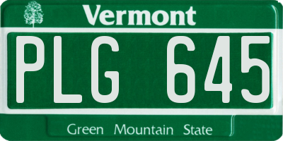 VT license plate PLG645