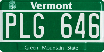 VT license plate PLG646