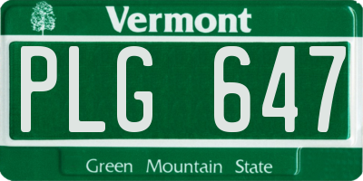 VT license plate PLG647