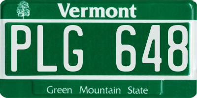 VT license plate PLG648