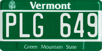 VT license plate PLG649