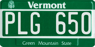 VT license plate PLG650