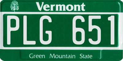 VT license plate PLG651