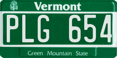VT license plate PLG654