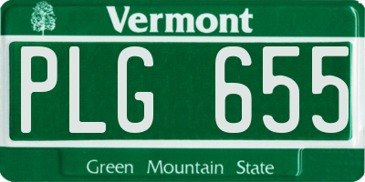 VT license plate PLG655