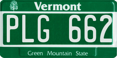 VT license plate PLG662