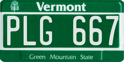 VT license plate PLG667