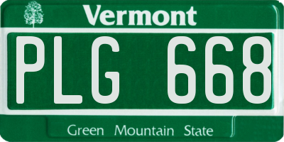 VT license plate PLG668