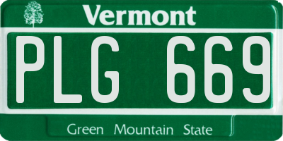 VT license plate PLG669