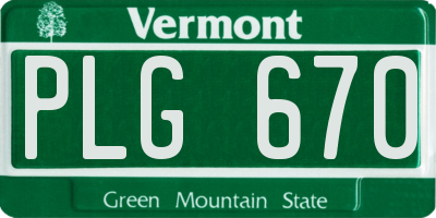 VT license plate PLG670
