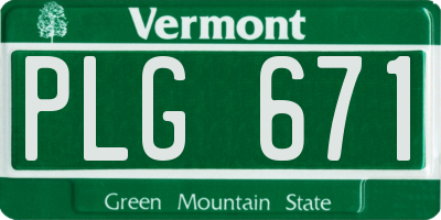 VT license plate PLG671