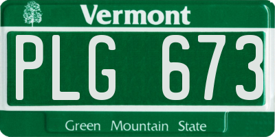VT license plate PLG673