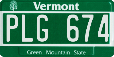 VT license plate PLG674
