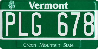 VT license plate PLG678