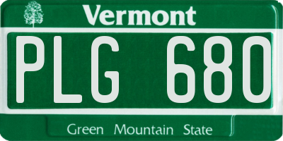 VT license plate PLG680