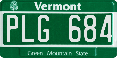 VT license plate PLG684