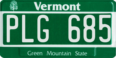 VT license plate PLG685