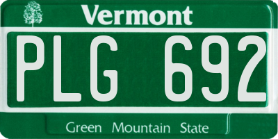 VT license plate PLG692