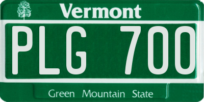 VT license plate PLG700
