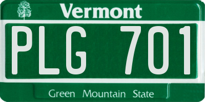 VT license plate PLG701