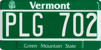 VT license plate PLG702