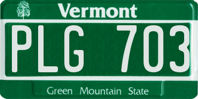 VT license plate PLG703